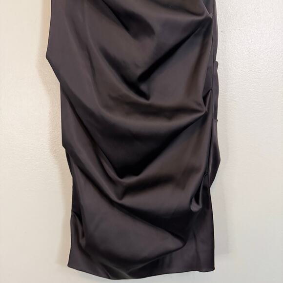 Issue Sheath Mini Dress 2 Evening Cocktail Satin Ruched Off The Shoulder Black - Picture 5 of 8